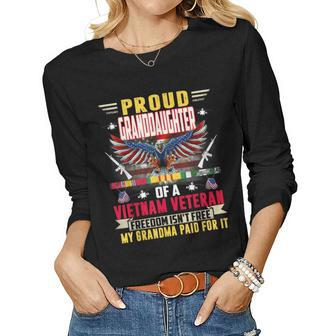 Freedom Isnt Free -Proud Granddaughter Of A Vietnam Veteran Women Graphic Long Sleeve T-shirt - Seseable