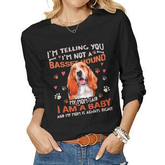 Funny Basset Hound Baby Dog Mom Mother Dogs Lover Women Graphic Long Sleeve T-shirt - Seseable