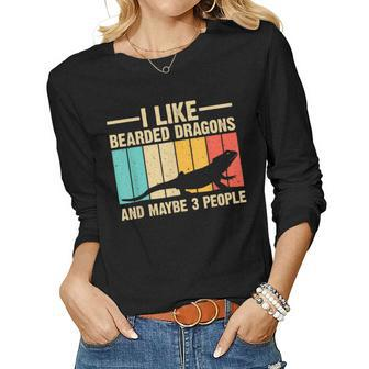 Funny Bearded Dragon Design Pogona Reptile Lover Men Women Women Graphic Long Sleeve T-shirt - Seseable