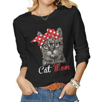 Funny Cat Mom For Cat Lovers Mothers Day Gift V2 Women Graphic Long Sleeve T-shirt - Seseable