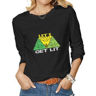 Funny Christmas Lets Be Lit Women Graphic Long Sleeve T-shirt