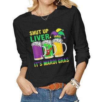 Funny Crawfish Boil Shut Up Liver Mardi Gras Beer Drinking V2 Women Graphic Long Sleeve T-shirt - Seseable