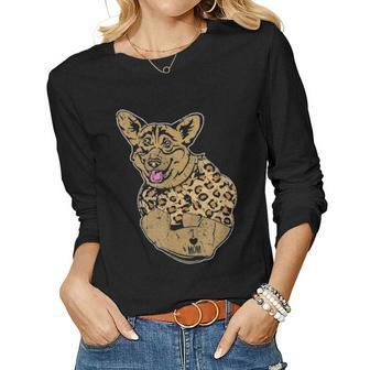 Funny Leopard Dog Corgi Mom Costume Mothers Day Gift Women Graphic Long Sleeve T-shirt - Seseable