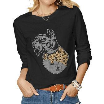 Funny Leopard Scottie Mom Costume Mothers Day Gift Women Graphic Long Sleeve T-shirt - Seseable