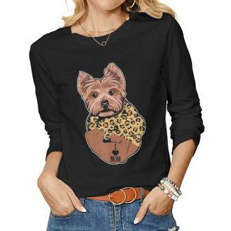Funny Leopard Yorkshire Terrier Mom Costume Mothers Day Gift Women Graphic Long Sleeve T-shirt - Seseable