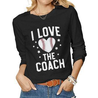 Funny Mom Baseball I Love The Coach Wife Mother Women Graphic Long Sleeve T-shirt - Seseable