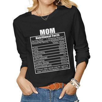 Funny Mothers Day Nutrition Facts Mom Nutritional Facts Women Graphic Long Sleeve T-shirt - Thegiftio UK