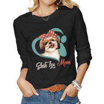 Funny Shih Tzu Mom Gift For Dog Lover Mothers Day Gift Women Graphic Long Sleeve T-shirt - Seseable