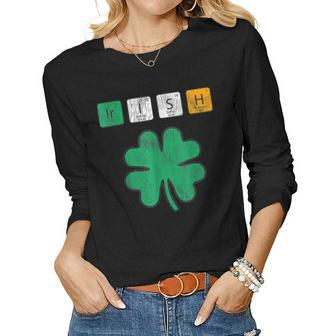 Funny St Patricks Day Science Teacher Irish Chemistry V2 Women Graphic Long Sleeve T-shirt - Seseable
