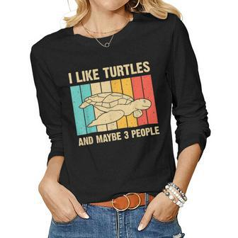 Funny Turtle Design Sea Turtle Lover Men Women Boys Girls Women Graphic Long Sleeve T-shirt - Seseable