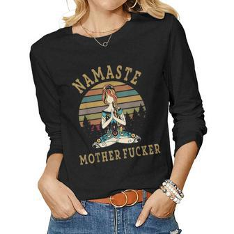 Funny Yoga Humor Namaste Mother Fucker V2 Women Graphic Long Sleeve T-shirt - Seseable