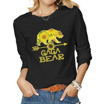 Gaga Bear Funny Sunflower Mother Father Gifts Women Graphic Long Sleeve T-shirt - Seseable