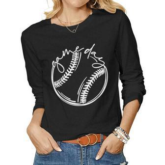 Game Day Baseball Baseball Life Softball Life For Mom Women Long Sleeve T-shirt | Mazezy