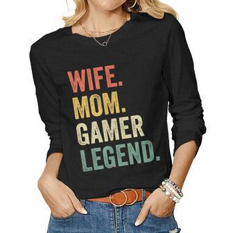 Gamer Mom Funny Wife Mom Video Game Legend Mothers Day Women Graphic Long Sleeve T-shirt - Thegiftio UK