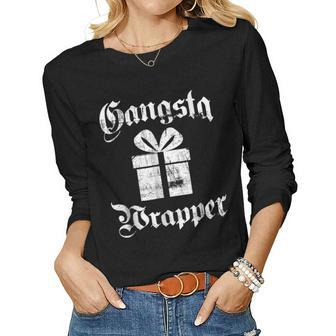 Gangsta Wrapper Holiday Christmas Rapper Women Long Sleeve T-shirt | Mazezy