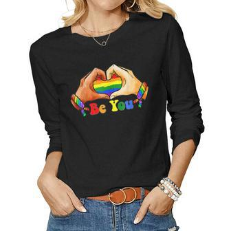Gay Pride Clothing Lgbt Rainbow Flag Heart Unity Women Long Sleeve T-shirt | Mazezy
