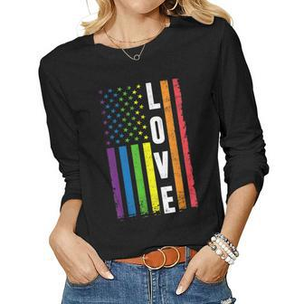 Gay Pride Men Women Lgbt Rainbow Flag Gay Love Women Long Sleeve T-shirt | Mazezy