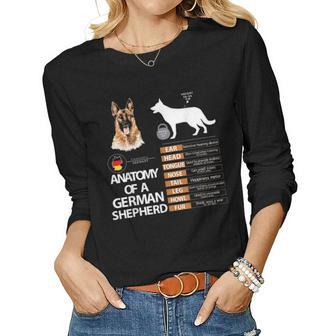 German Shepherd Dog Anatomy Mom Grandma Men Women Kids Gift Women Graphic Long Sleeve T-shirt - Seseable