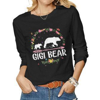 Gigi Bear Flowers Matching Family Bear Mothers Day Gift V2 Women Graphic Long Sleeve T-shirt - Seseable