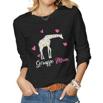 Giraffe Mom Funny Animal Gift For Mothers Day Women Graphic Long Sleeve T-shirt - Seseable