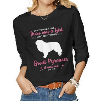 Girl Loves Great Pyrenees Dog Gift For Men Women Mom Dad Him Women Graphic Long Sleeve T-shirt - Seseable