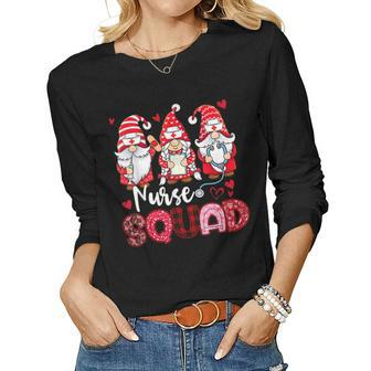 Gnomes Nurse Valentines Day Squad Valentine Er Icu Nicu Rn Women Graphic Long Sleeve T-shirt - Seseable