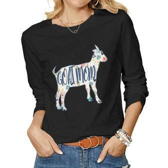 Goat Mom Cute Vintage Goat Gift For Women Or 4H Farmers Women Graphic Long Sleeve T-shirt - Seseable
