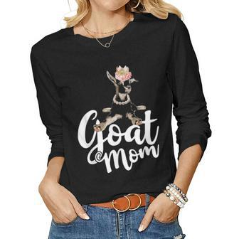 Goat Mom Funny Goat Lover Or Goat Farmer Cute Art Women Graphic Long Sleeve T-shirt - Seseable