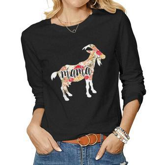 Goat Mothers Day Mama Farm Mom Lover Floral Gift Women Women Graphic Long Sleeve T-shirt - Seseable