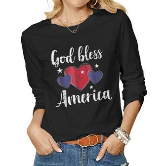 God Bless America For Independence Day On 4Th Of July Pride Women Long Sleeve T-shirt | Mazezy