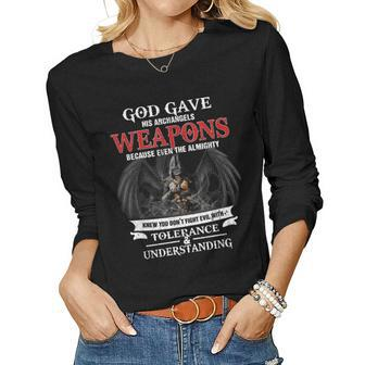 God Gave His Archangels Weapons Army Veteran Warrior Women Long Sleeve T-shirt | Mazezy