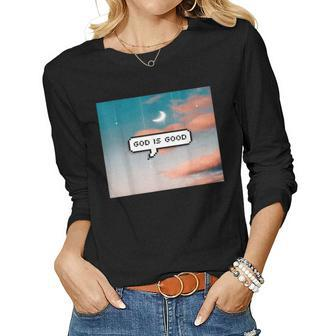 God Is Good With Clothing With Background Women Graphic Long Sleeve T-shirt - Thegiftio UK