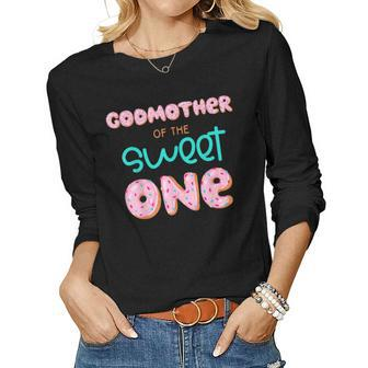 Godmother Of Sweet One First Birthday Matching Family Donut Women Long Sleeve T-shirt | Mazezy