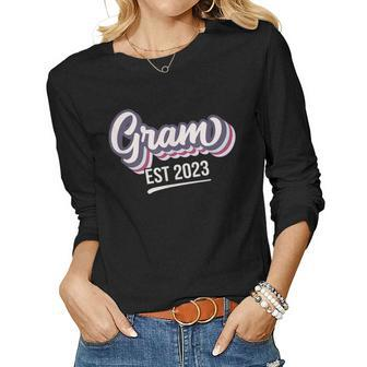 Gram Est 2023 - Soon To Be Grandma Pregnancy Announcement Women Long Sleeve T-shirt | Mazezy