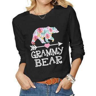 Grammy Bear Floral Family Mothers Day Gifts For Mom Women Graphic Long Sleeve T-shirt | Seseable UK
