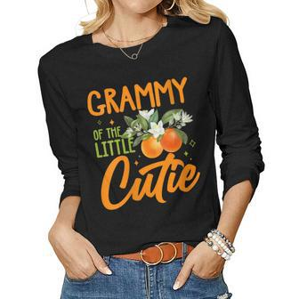 Womens Grammy Of The Little Cutie Orange 1St Birthday Baby Shower Women Long Sleeve T-shirt | Mazezy