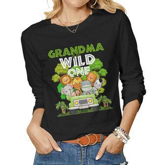 Grandma Of The Wild One Zoo Truck Birthday Safari Jungle Women Long Sleeve T-shirt | Mazezy
