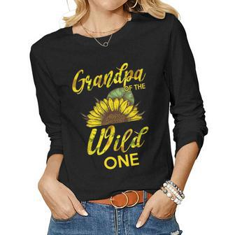Grandpa Of The Wild One1st Birthday Sunflower Outfit Women Long Sleeve T-shirt | Mazezy