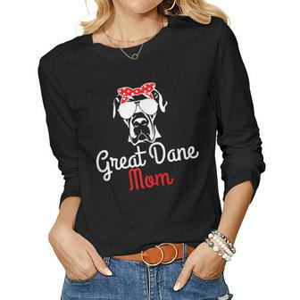 Great Dane Mom Vintage Funny Cute Dog Great Dane Mama Women Graphic Long Sleeve T-shirt - Seseable