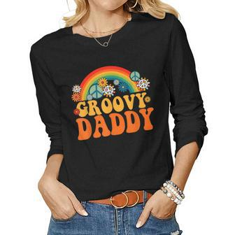Groovy Daddy Tie Dye Hippie Rainbow Matching Family Women Long Sleeve T-shirt | Mazezy CA