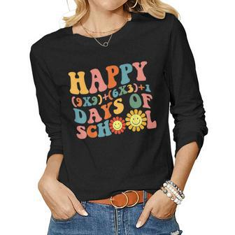 Groovy Happy 100 Days Of School Math Formula Teachers Kids Women Graphic Long Sleeve T-shirt - Seseable