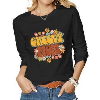 Groovy Mom Hippie Retro Mother Mom Mommy Mama Women Long Sleeve T-shirt | Mazezy