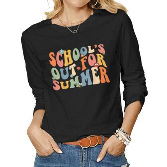Groovy Schools Out For Summer Last Day Of School Teacher Kid Women Long Sleeve T-shirt | Mazezy