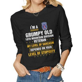 Grumpy Old 10Th Mountain Division Veteran Day Christmas Women Long Sleeve T-shirt | Mazezy