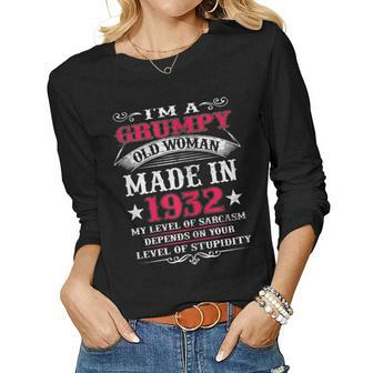 Grumpy Old Woman Made In 1932 90Th Birthday Women Long Sleeve T-shirt | Mazezy