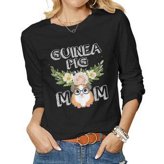 Guinea Pig Mom Floral Style Mothers Day Outfit Gift Women Graphic Long Sleeve T-shirt - Seseable