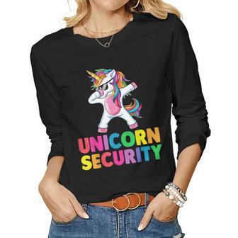 Halloween Dad Mom Daughter Adult Costume Unicorn Security Women Long Sleeve T-shirt | Mazezy