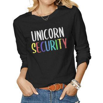 Halloween Dad Mom Daughter Adult Costume Unicorn Security Women Graphic Long Sleeve T-shirt - Seseable