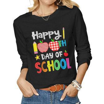 Happy 100Th Day Of School Teacher Student 100 Days Smarter V3 Women Graphic Long Sleeve T-shirt - Thegiftio UK