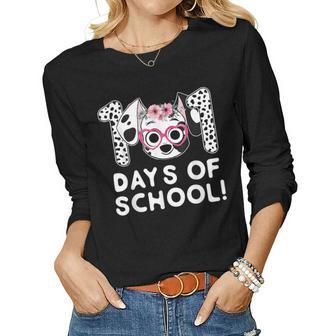 Happy 101 Days School Dog Lover Student Or Teacher Boys Kids Women Graphic Long Sleeve T-shirt - Seseable